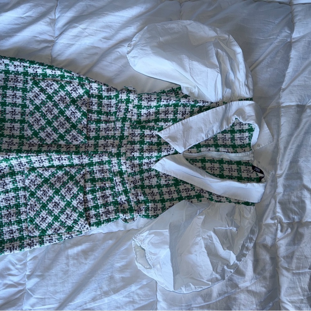 Green and White Plaid Romper